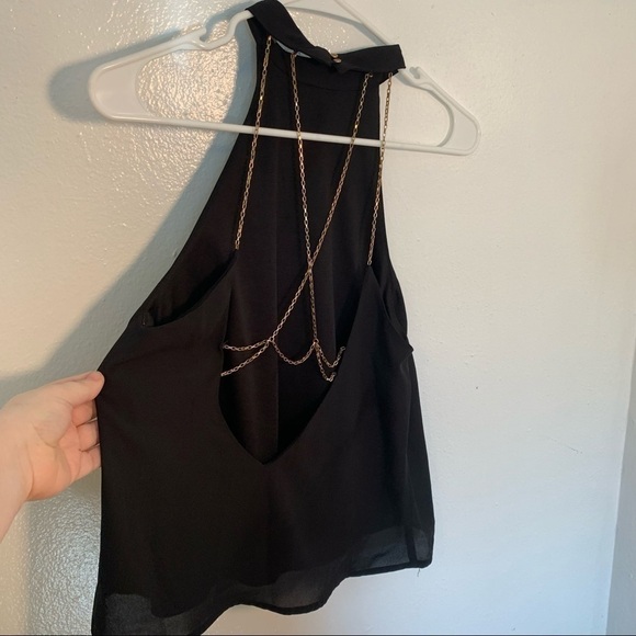 Charlotte Russe Chain Back Tank Top Black Gold - Picture 7 of 9